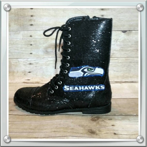 Women's Seahawks Glitter Combat Boots