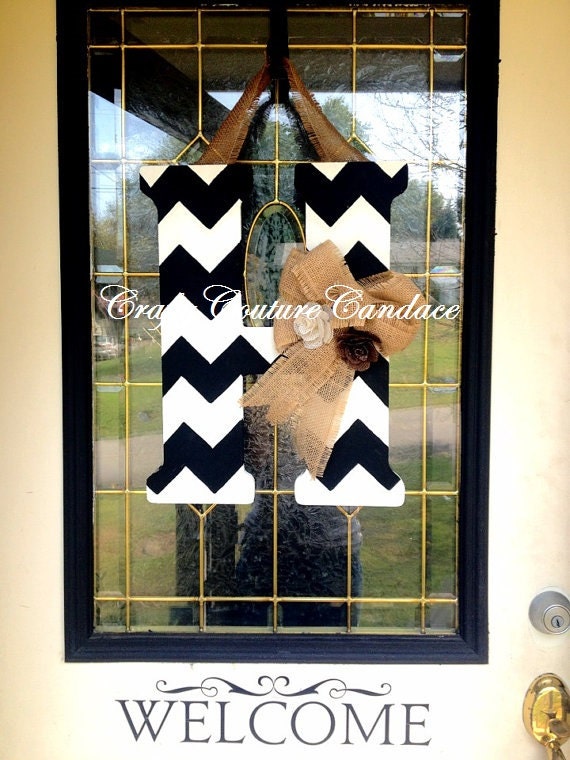 you title letter email thank with and Monogram Chevron Bow Door Flowers Burlap Hanger