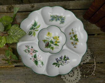 Vintage Royal Worcester Herbs Divided Serving Dish