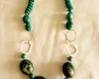 Turquoise and silver necklace