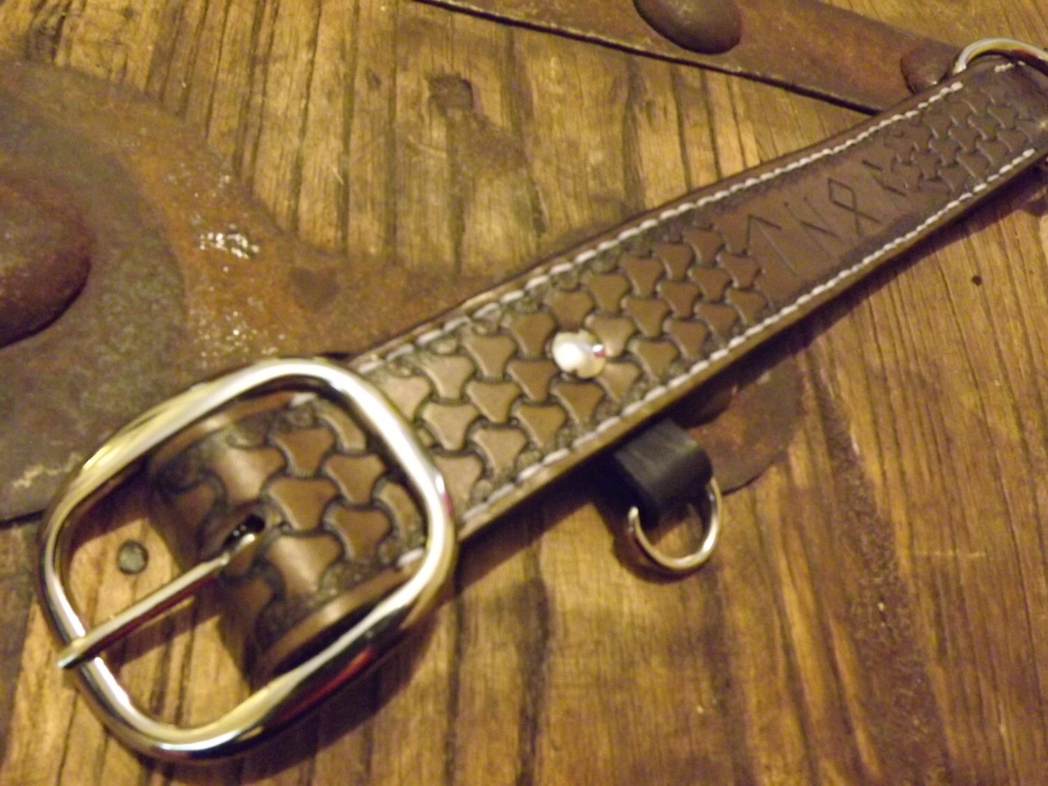 Custom Viking Themed Dog Collar with Tooled Knotwork Designs