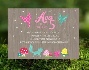 Woodland Fairy Birthday Invitation- Woodland Fairy Party Printables- Woodland Fairy Theme- Woodland Fairy Invitation