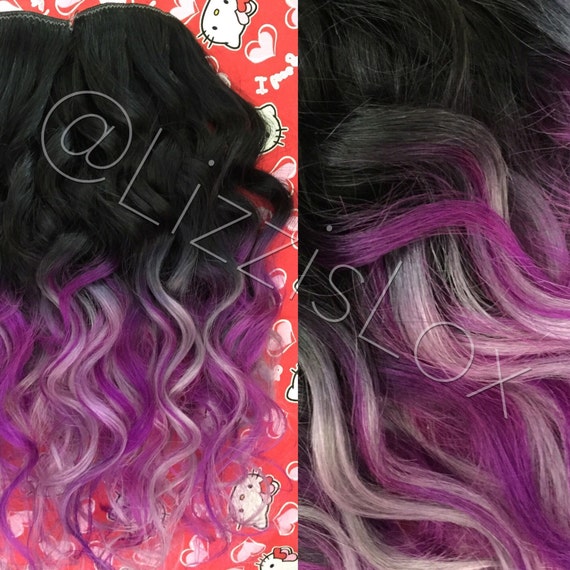 Clip-in Extensions 20 Black with Purple & Lilac tips