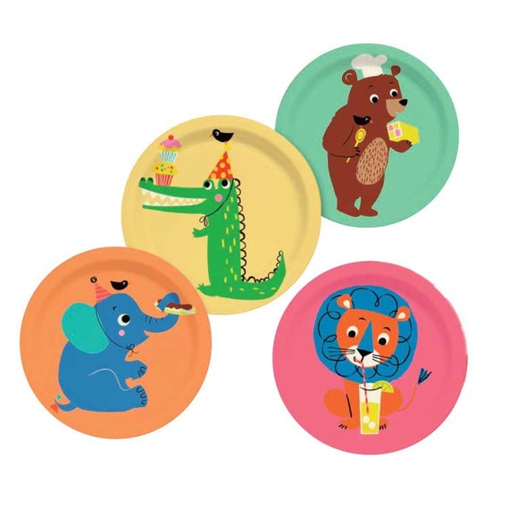 24 Party Animal Paper Plates Children Zoo Partyware Kids Small