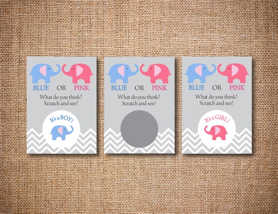 Gender Reveal Scratch Off Cards Blue Or By Silverpumpkindesign 