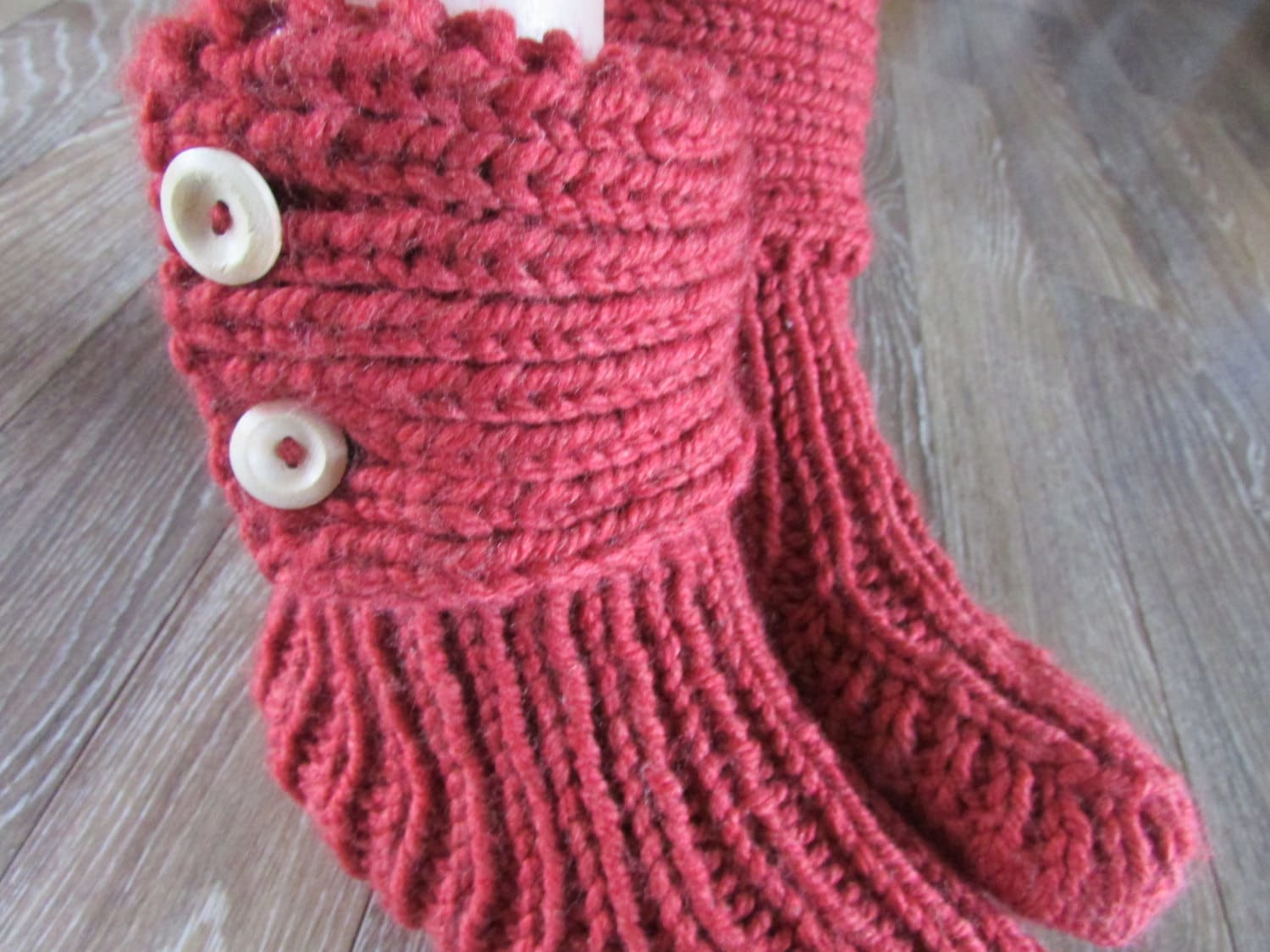 Red Knitted Cozy Slippers Slipper Socks Red by