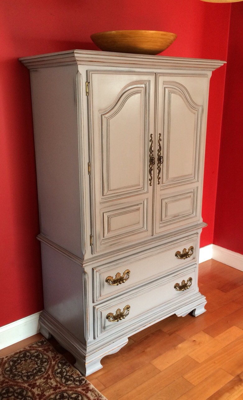 Vintage Gray Wardrobe Cabinet / Tall Dresser – Haute Juice