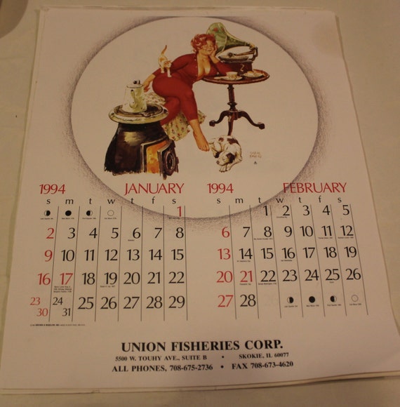 Hilda Calendar Page January/February 1994 Duane Bryers Pin Up