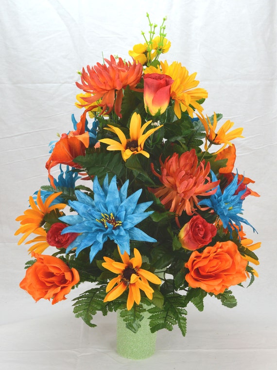 No.FC004 Fall Cemetery Arrangement. Autumn Cone Flower Cone