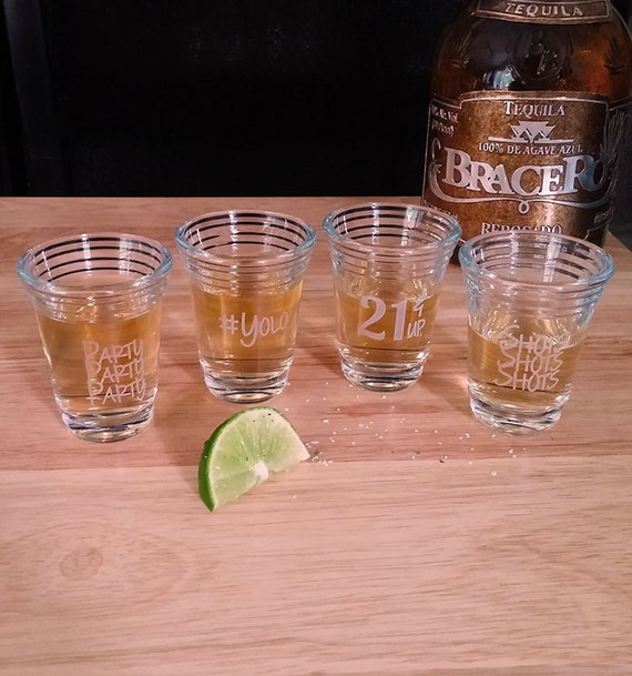 Personalized Party Shot Glasses Set of 4 21st Birthday