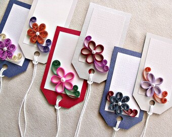 handmade paper quilled all occasion gift tags – set of 6
