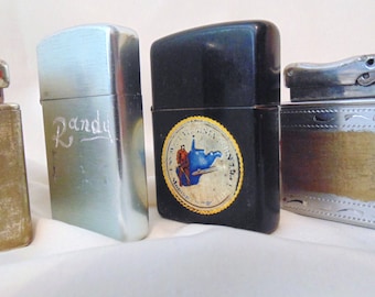 INSTANT COLLECTION Of Four Vintage Cigarette Lighters Worn Patina