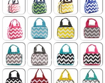 Chevron insulated Lunch bag with FREE Monogram or Name 26 colors - Great for School, Travel, Birthdays, Christmas, Brides, Bridesmaids,