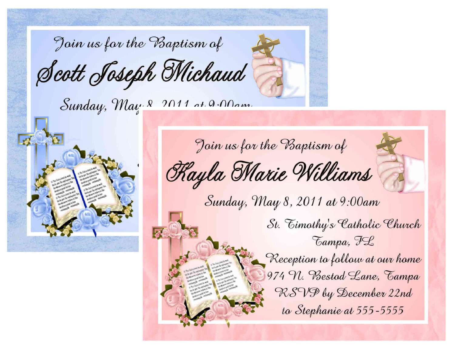 20 Baptism Christening Invitations with envelopes FREE