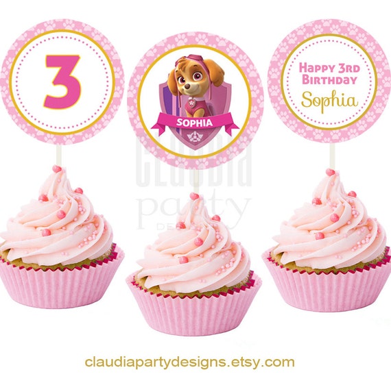 Skye Paw Patrol Cupcake Toppers Skye by ClaudiaPartyDesigns