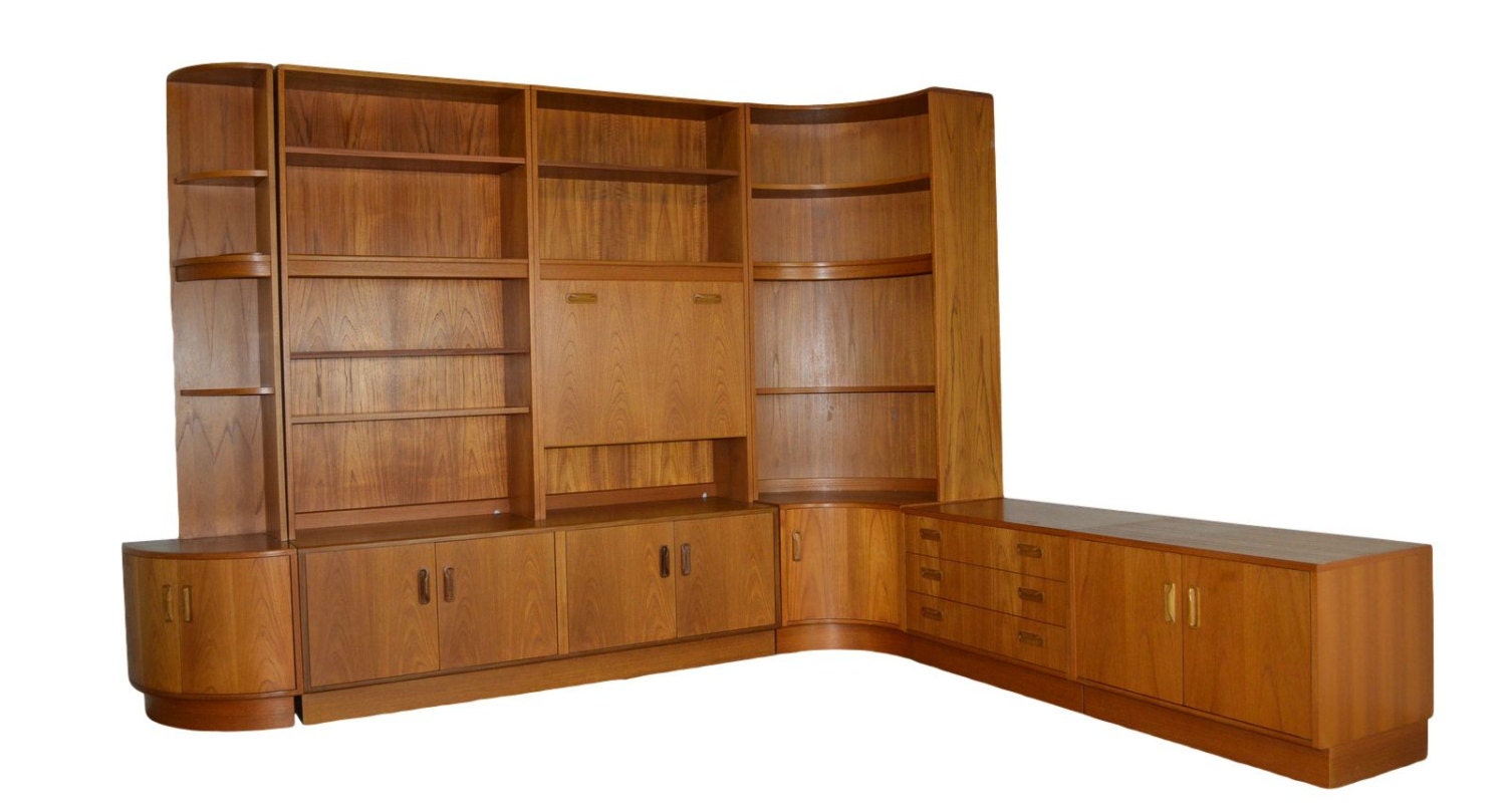 Mid Century 9 Piece Danish Modern Modular Wall Unit by G ...