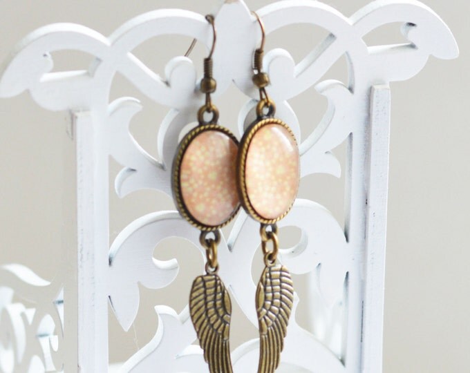 Angel Of Tenderness // In retro vintage style // Earrings from metal brass with image under glass // 2015 Best Trends //