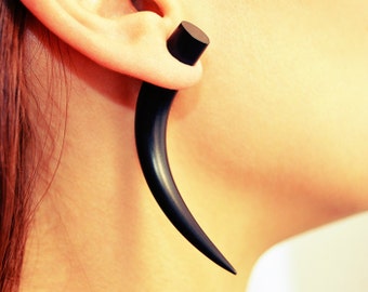 Handmade Plugs and Fake Gauges, Tribal Style, Tusk Fake Plugs, Tusk Earrings, Hand Carved, Split Gauge Earrings, Fake Ear Plugs, Talon Plugs