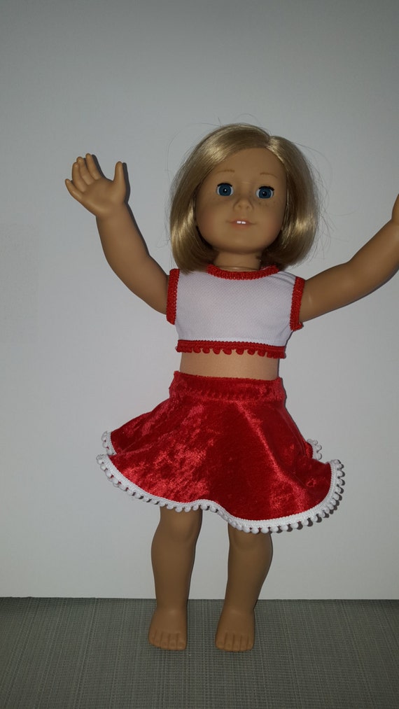 pom pom crop trim top Skirt 18 for Girl any Skating Doll and or American Crop Doll Inch Top