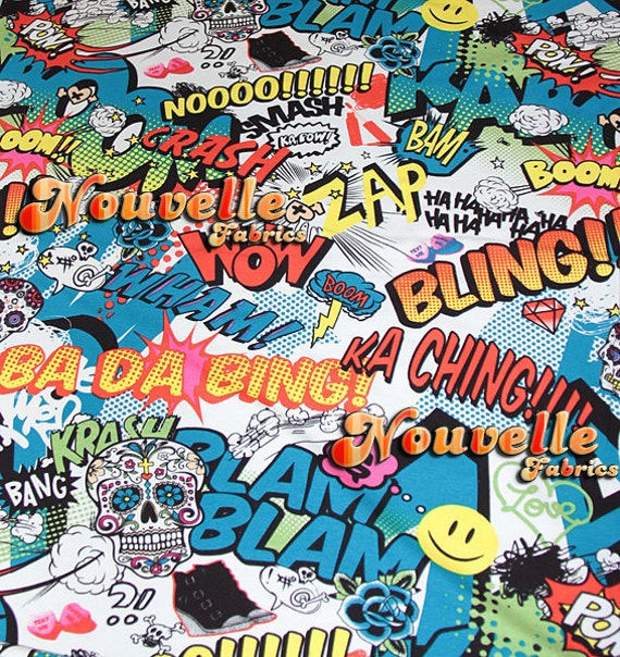 Comic book style Print Fabric Cotton Lycra by by NouvelleFabrics