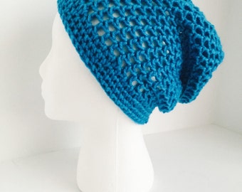 Crochet Slouchy Mesh Hat | Blue | iHat v3.0