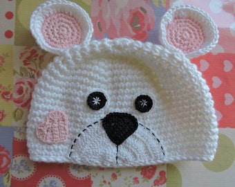 Baby hat crochet pattern. Teddy bear baby hat. Newborn crochet hat pattern