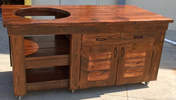 The Big Green Egg Grill Table and Cabinet