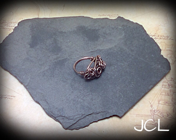 Swirling wind copper ring wire wrapped ring