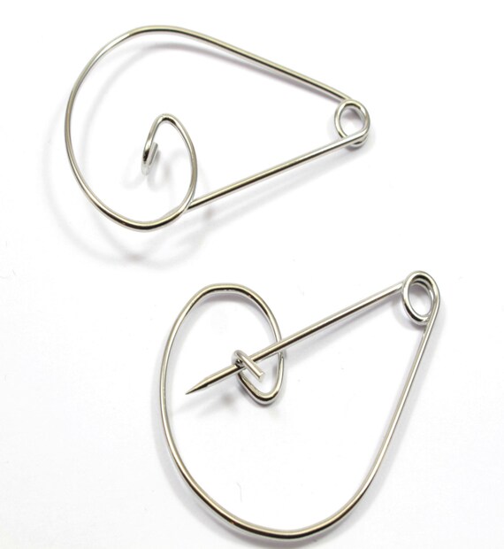 Large Silver Safety Pin Brooch Decorative Brooch Pin Charm