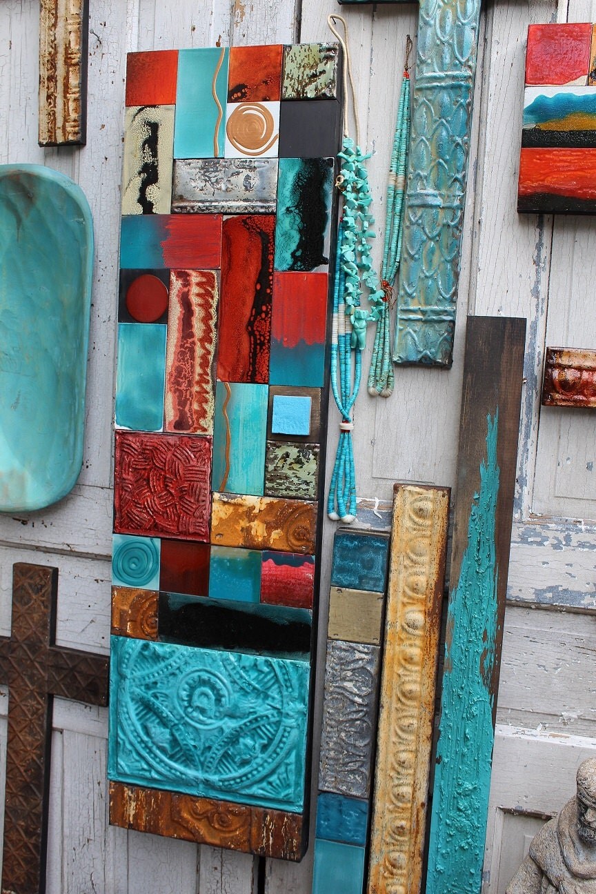 Southwest Decor Mixed Media Large Wall Hanging by TinExpressions