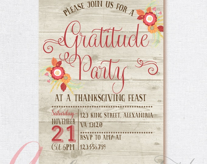 Thanksgiving invitation. Printable Thanksgiving invite. Personalized. Thanksgiving dinner invite. Wood thanksgiving invitation.