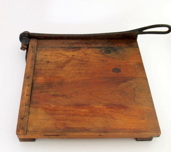Antique Paper Cutter Vintage Wooden Paper Trimmer School