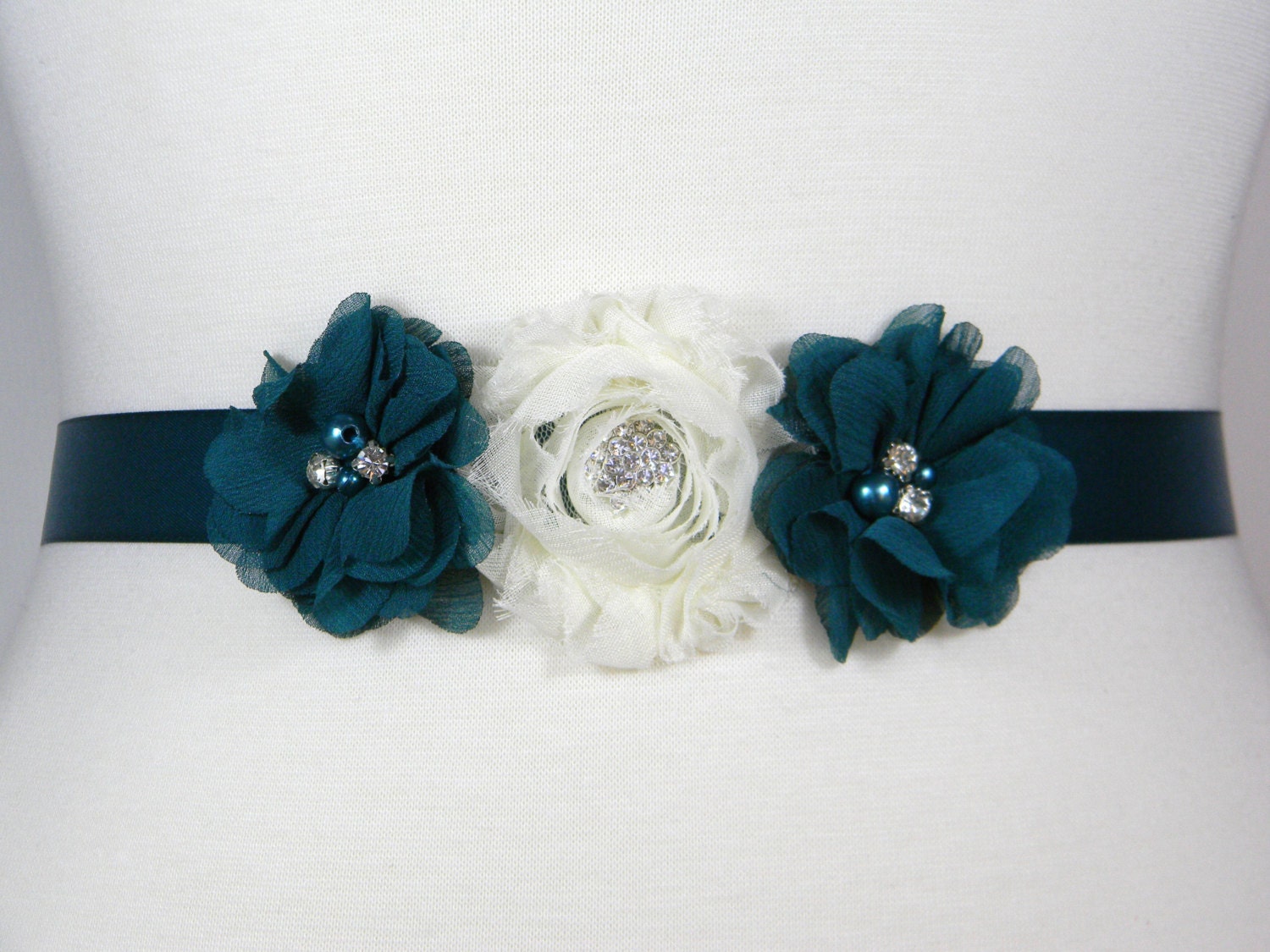 Flower Girl Sash Wedding Belt Bridesmaid Belt Teal Bridal