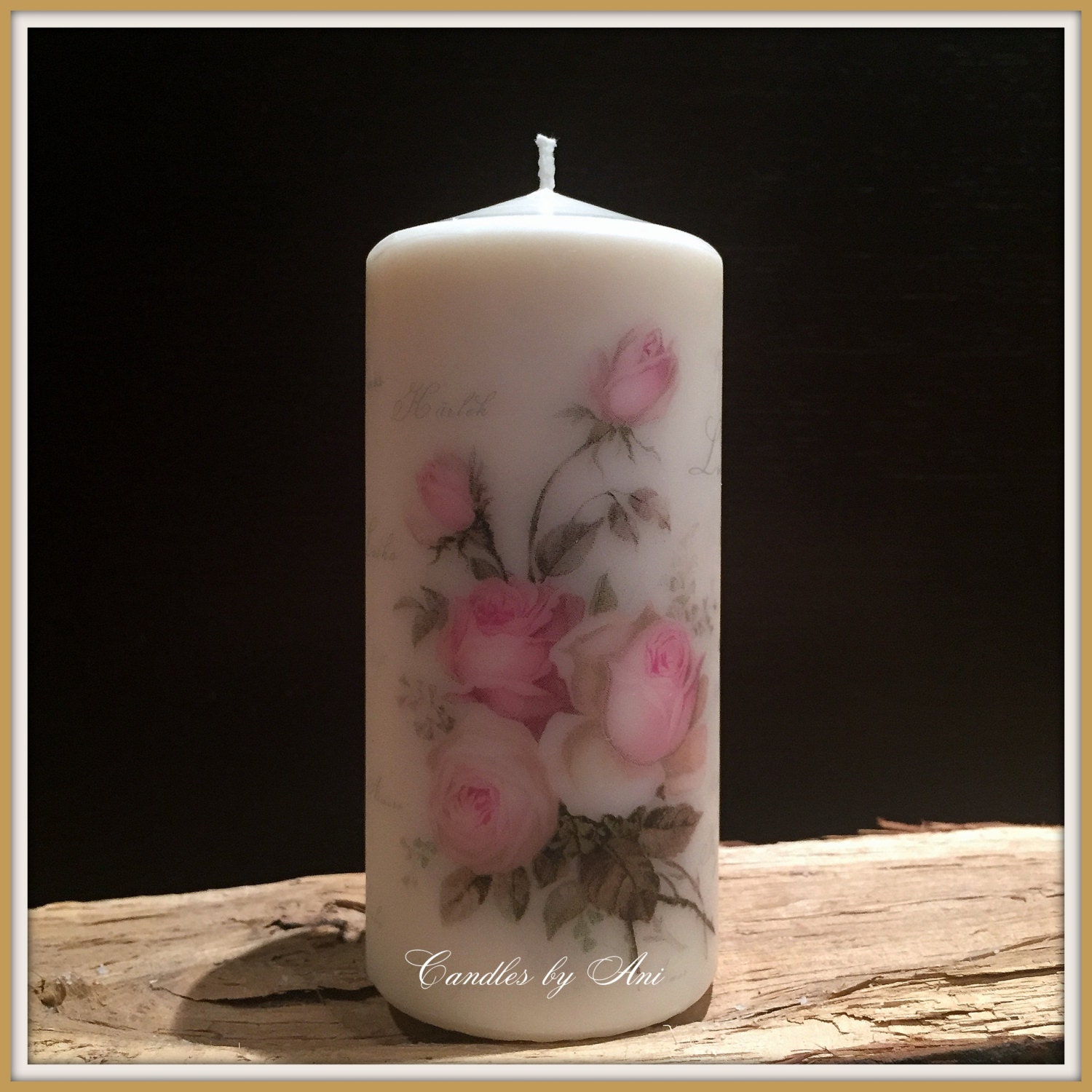 DECORATED candle Handmade candle Pillar candle by CandlesByAni