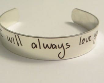 Handwritten Stainless Steel Bracelet .5" x 6" Your Handwriting Personalized Custom Unique Christmas Gift Great