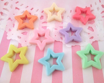 Pastel Fairy Kei Pastel Star Beads, Cute Multicolor Kawaii Embelishments, #734