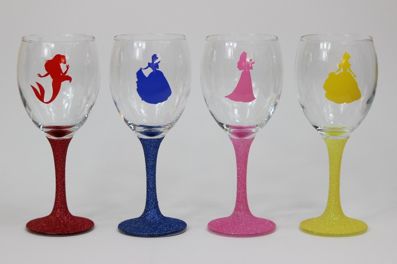 Download Disney Princess Silhouette Glitter Wine Glass Gift by ...