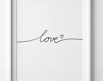 Nursery Printable, wall art quote "Love" minimalist art, Wall art printable, Black and white nursery, love poster, Black and white print