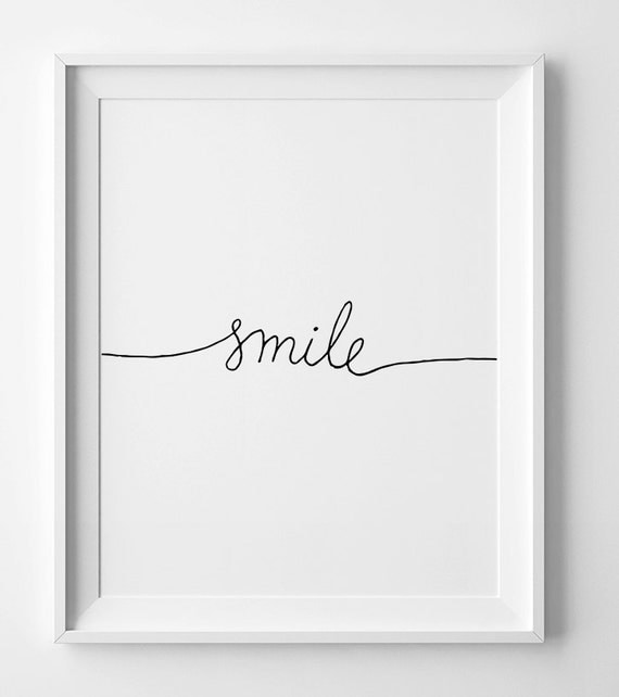 Minimalist print Smile black and white nursery printable