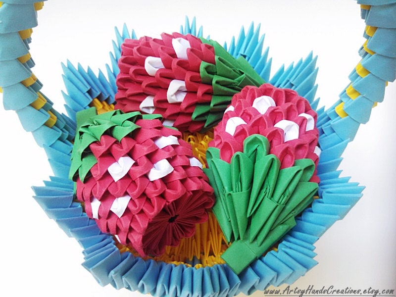 3d Origami Fruit Basket 3d Origami Strawberry 3d Origami