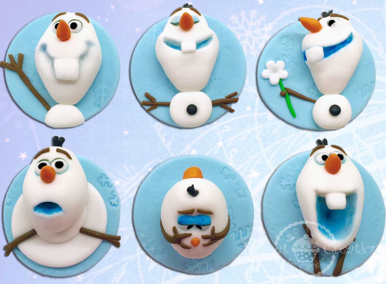 edible fondant frozen olaf themed cupcake toppers