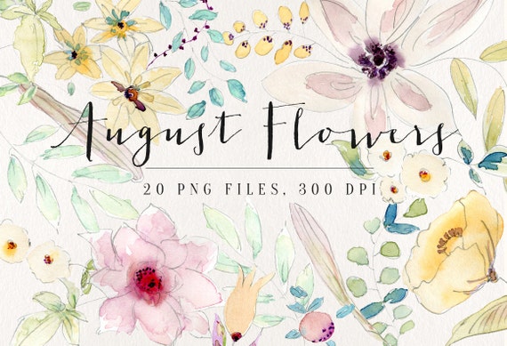 August Watercolor Flowers