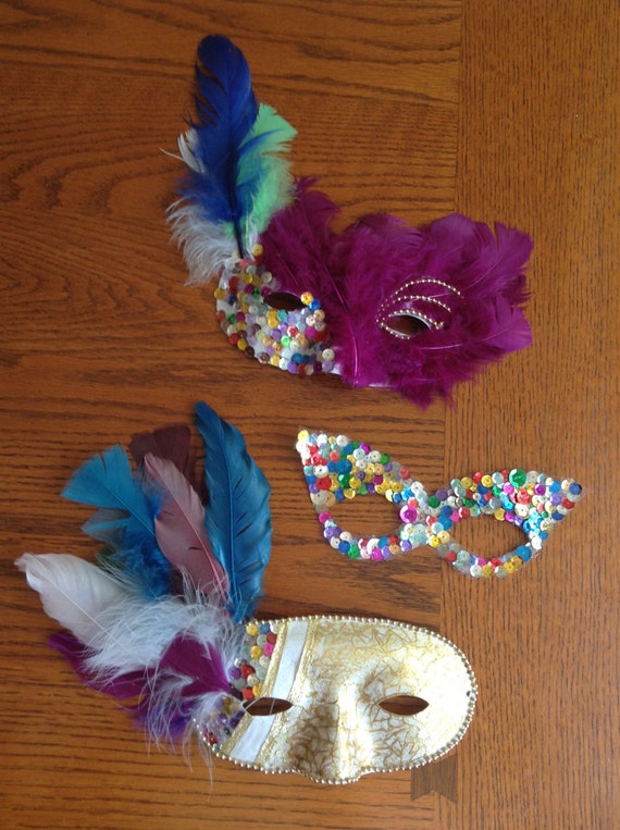 Items similar to Maroon and Gold Sequined Masquerade Masks on Etsy