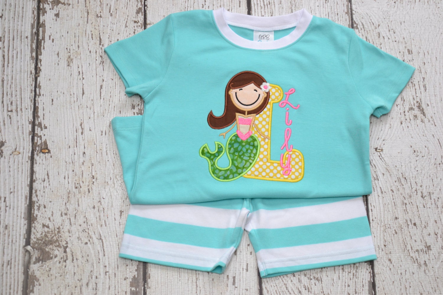 Mermaid Nautical Summer Pajamas girl kid child toddler baby