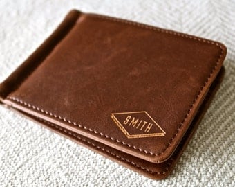 Personalized Leather Money Clip - Custom Engraved