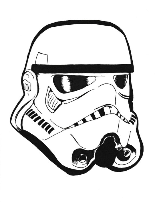 Items similar to Hand-Drawn Stormtrooper Helmet 8.5"x11" Free Shipping