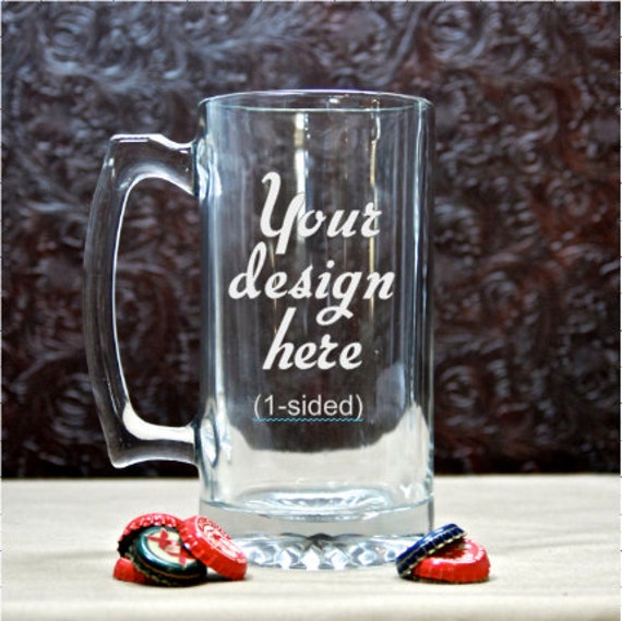 Custom Beer Mug Large Glass Etched 1Sided Etched Glass