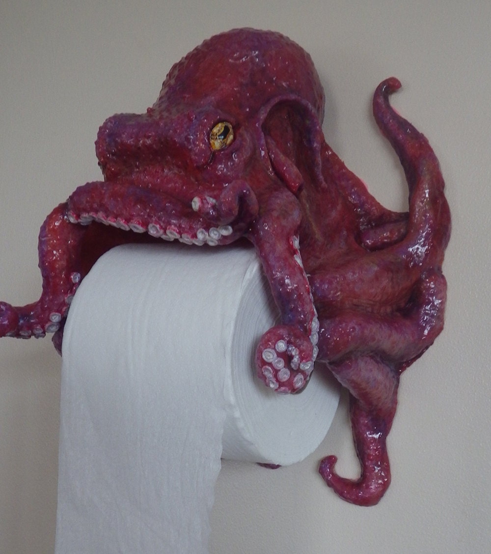 Octopus toilet paper holder functional artwork