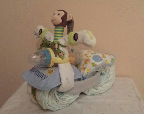 shower motorcycle baby centerpiece shower bike baby Diaper cake, gift, centerpiece, unique motorcycle