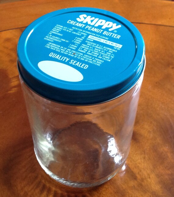 Vintage Skippy peanut butter glass jar 1970s by Kendini on Etsy